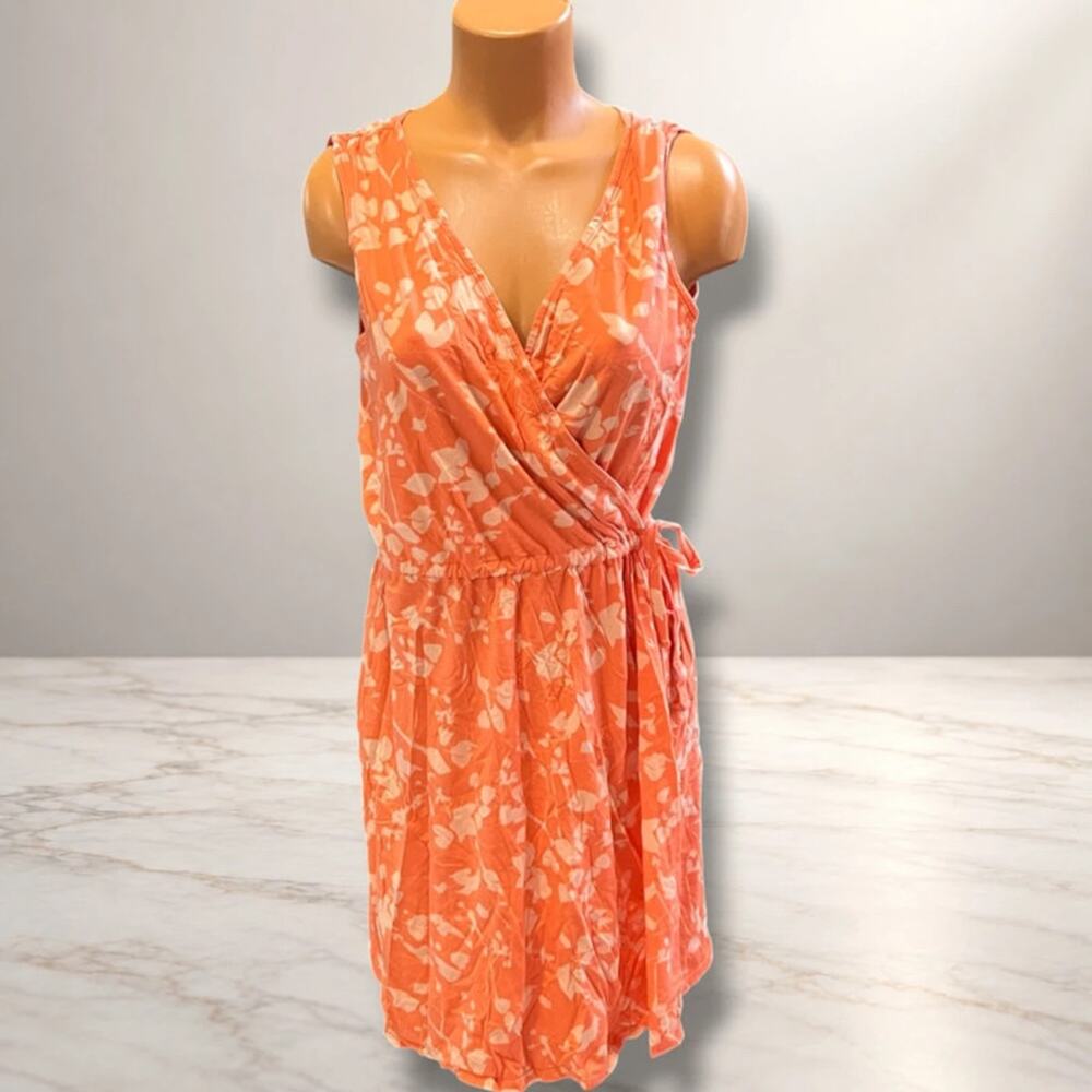 The North Face Coral Floral Wrap Tie Waist Sleeveless Dress Size M
